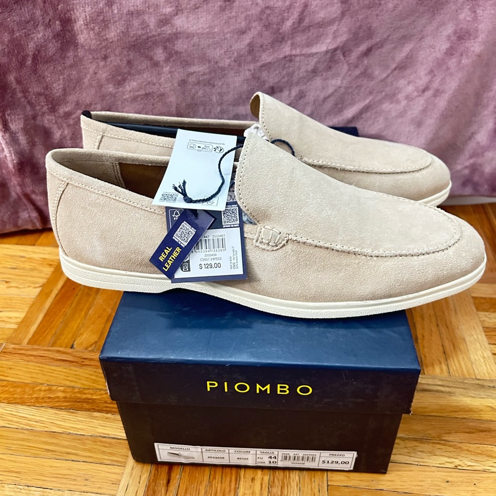 Piombo Light Tan Suede Slip-On Loafers